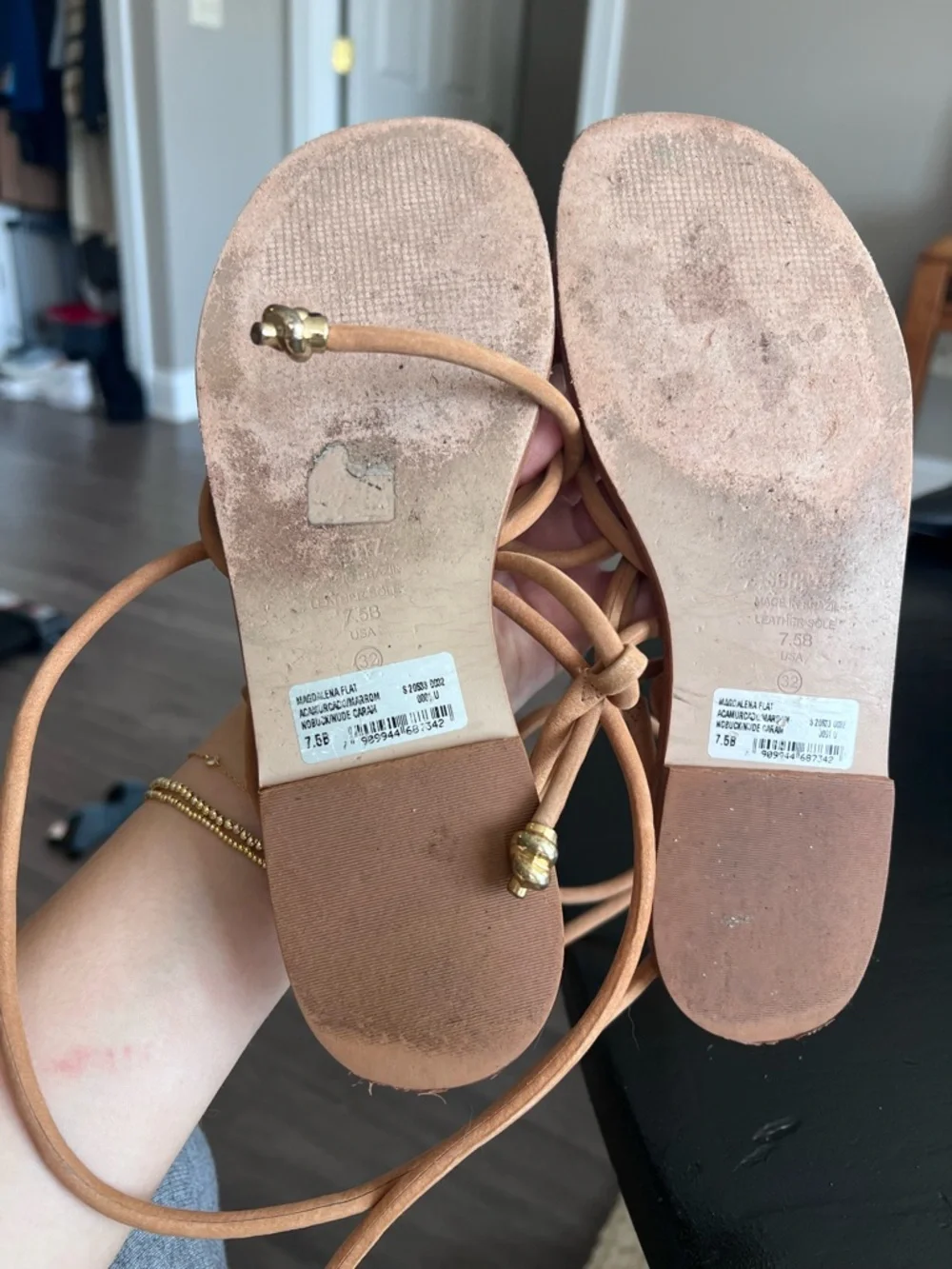 SCHUTZ Magdalena Flat Wrap-Around Sandals in Carmel - Picture 6 of 6